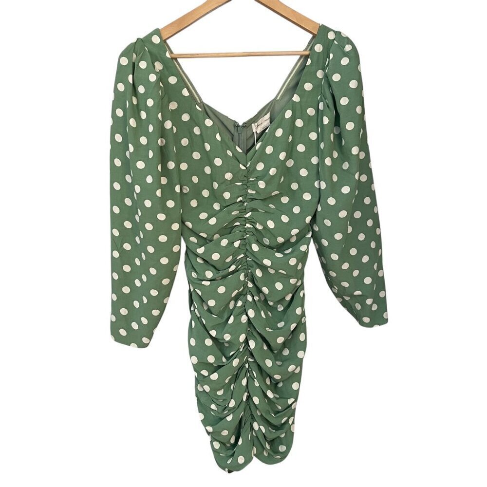 Lovers + Friends Women Kass Mini Dress Size M Ruched Polka Dots Special Occasion